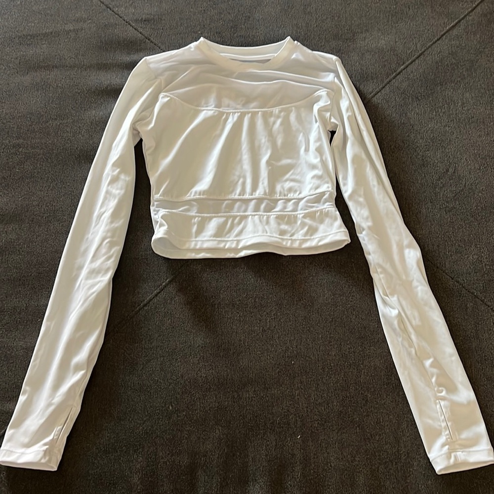 White long sleeve top with mesh